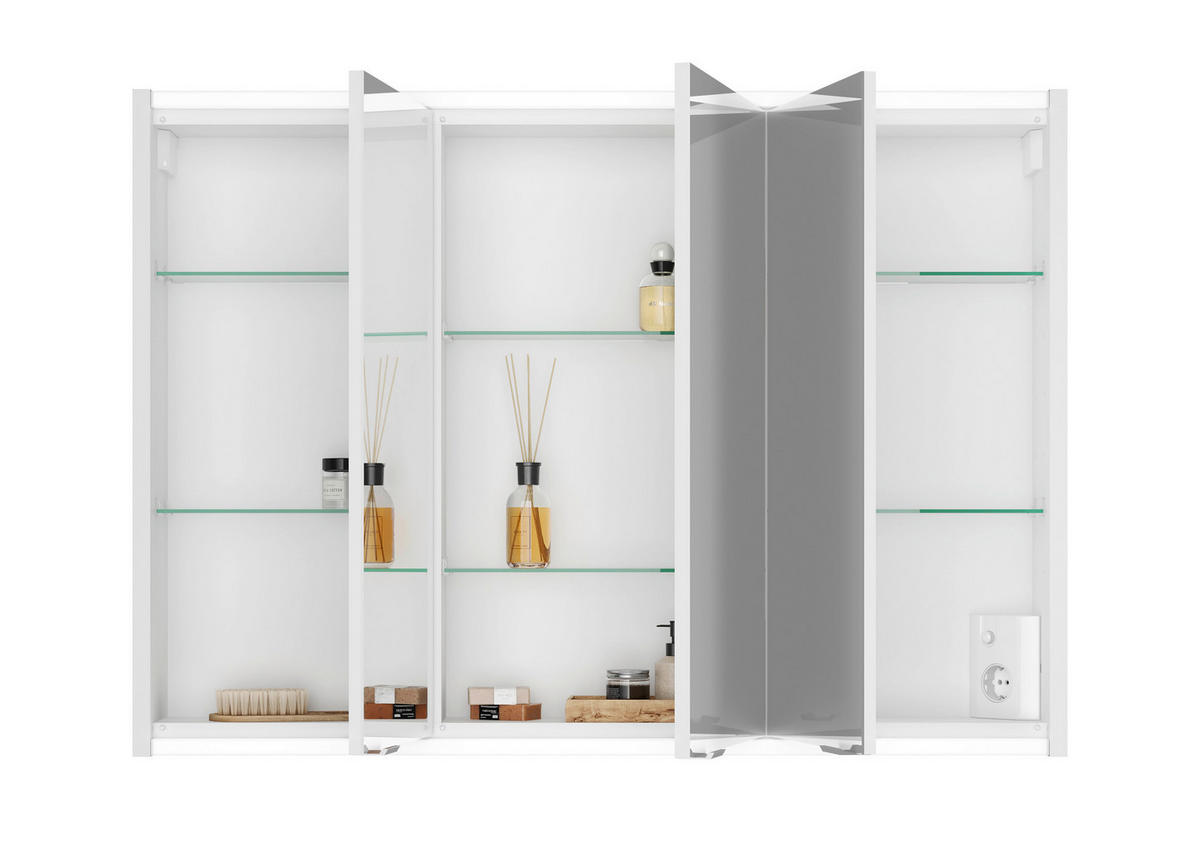 SPIEGELSCHRANK 100/71,4/15,2 cm  - Chromfarben/Weiß, KONVENTIONELL, Glas/Holz (100/71,4/15,2cm) - Xora