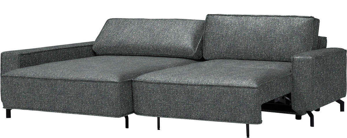 ECKSOFA  in Mikrofaser Graugrün  164/246 cm  - Schwarz/Graugrün, Design, Textil/Metall (164/246cm) - Sedda