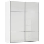 SCHWEBETÜRENSCHRANK 162/223/68 cm 2-türig Weiß  - Alufarben/Weiß, KONVENTIONELL, Glas/Holzwerkstoff (162/223/68cm) - Novel