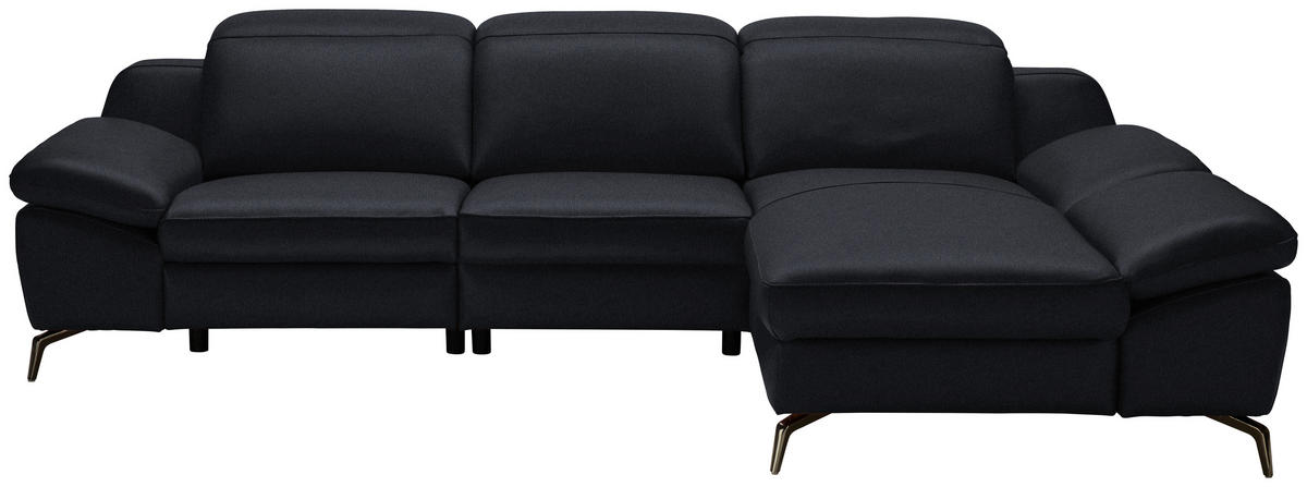 ECKSOFA in Echtleder Schwarz  286/183 cm  - Schwarz, Design, Leder/Metall (286/183cm) - Celina Home