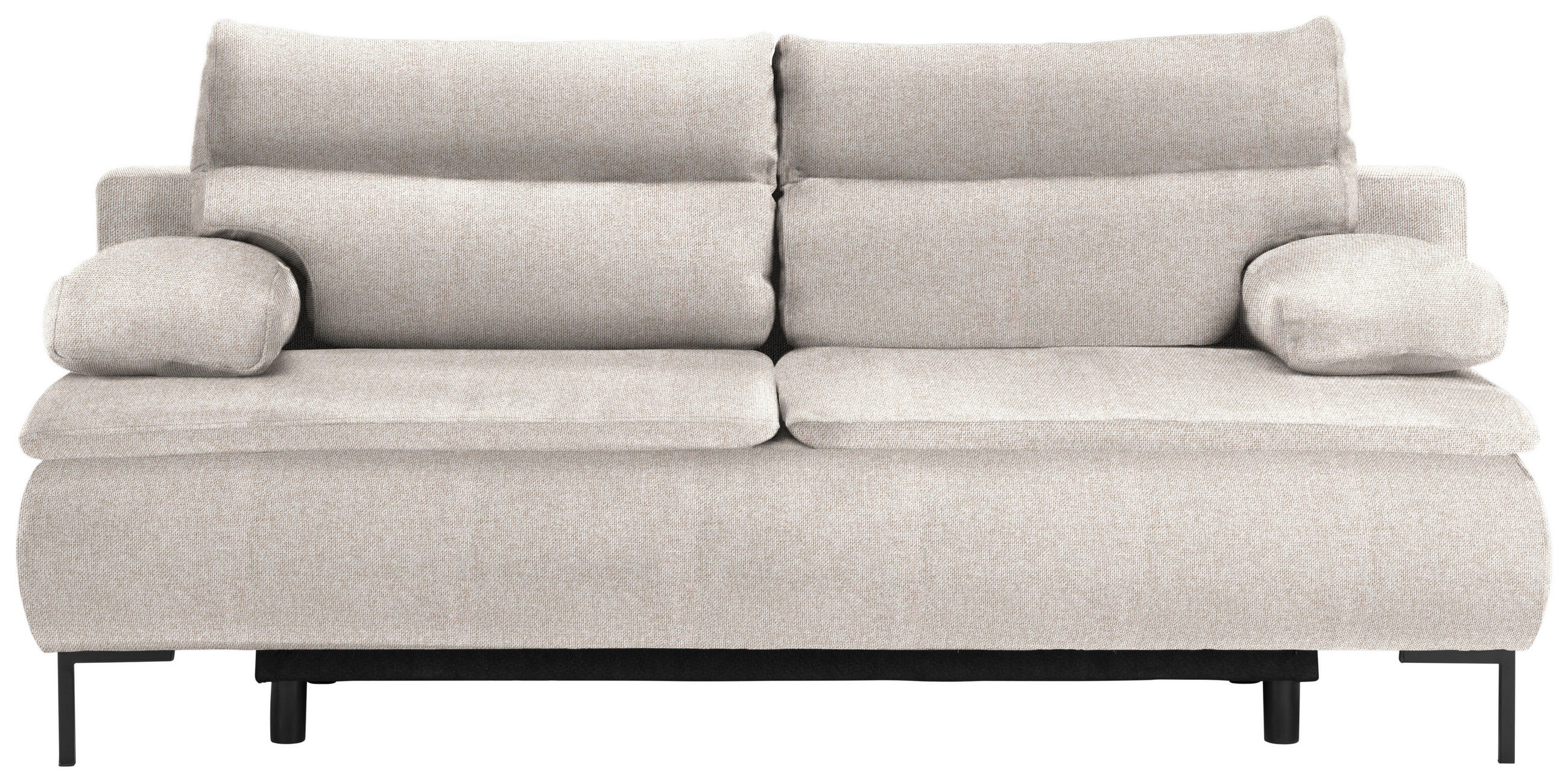 BOXSPRINGSOFA  mit Stoffauswahl Webstoff Beige  - Beige/Schwarz, Design, Textil/Metall (202/93/100cm) - Novel
