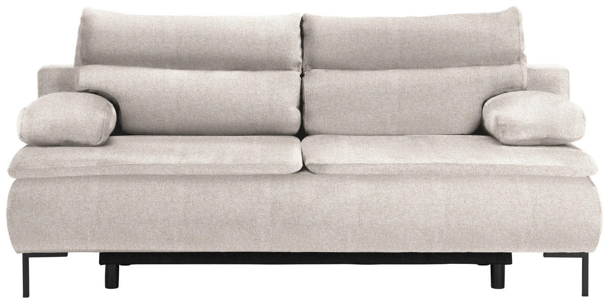 BOXSPRINGSOFA  in Webstoff Beige  - Beige/Schwarz, Design, Textil/Metall (202/93/100cm) - Novel