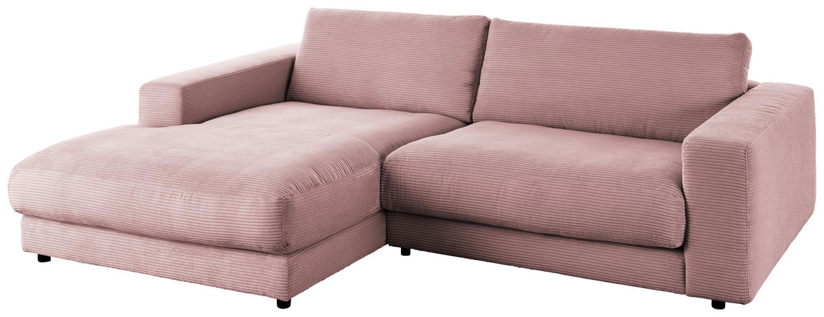 ECKSOFA in Cord Rosa  - Schwarz/Rosa, Design, Kunststoff/Textil (190/250cm) - Pure Home Lifestyle