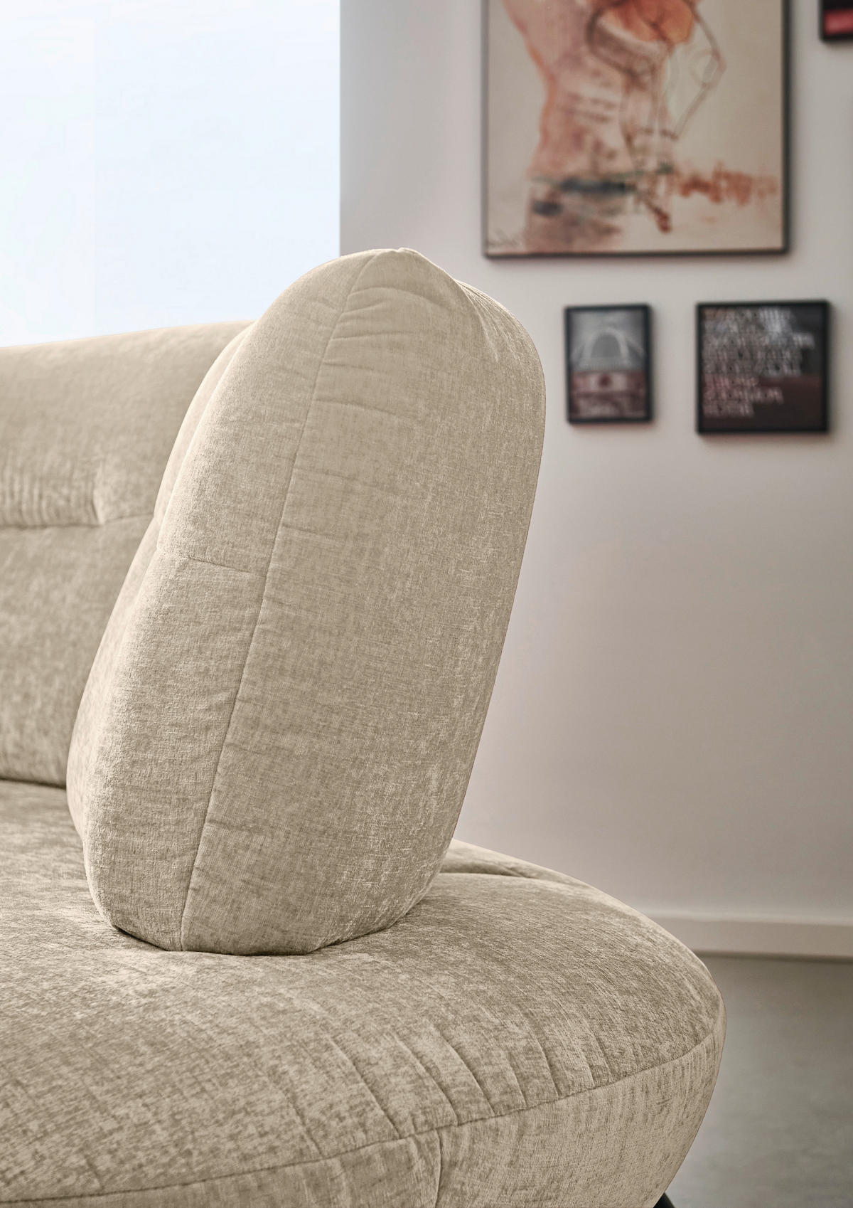 BIGSOFA Flachgewebe Creme  - Creme/Schwarz, Design, Textil/Metall (456/93/138cm) - Moderano