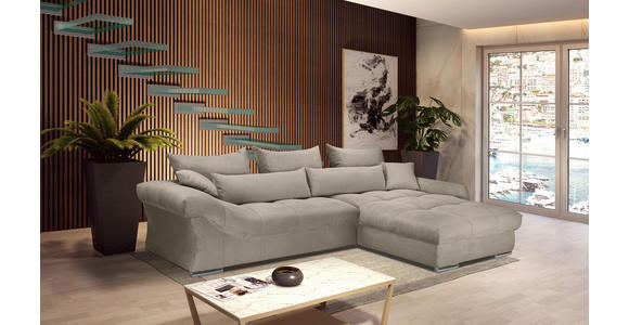 ECKSOFA Taupe Cord Zierkissen, Rückenkissen, Rücken echt  - Taupe/Chromfarben, KONVENTIONELL, Textil/Metall (335/225cm) - Carryhome