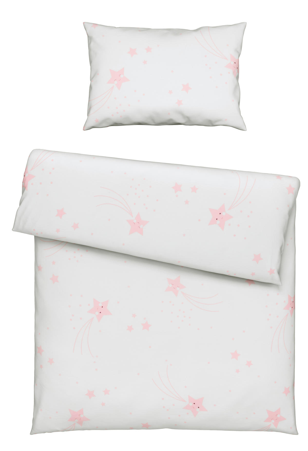 BABYBETTWÄSCHESET 100/135 cm  - Weiss/Rosa, Basics, Textil (100/135cm) - My Baby Lou