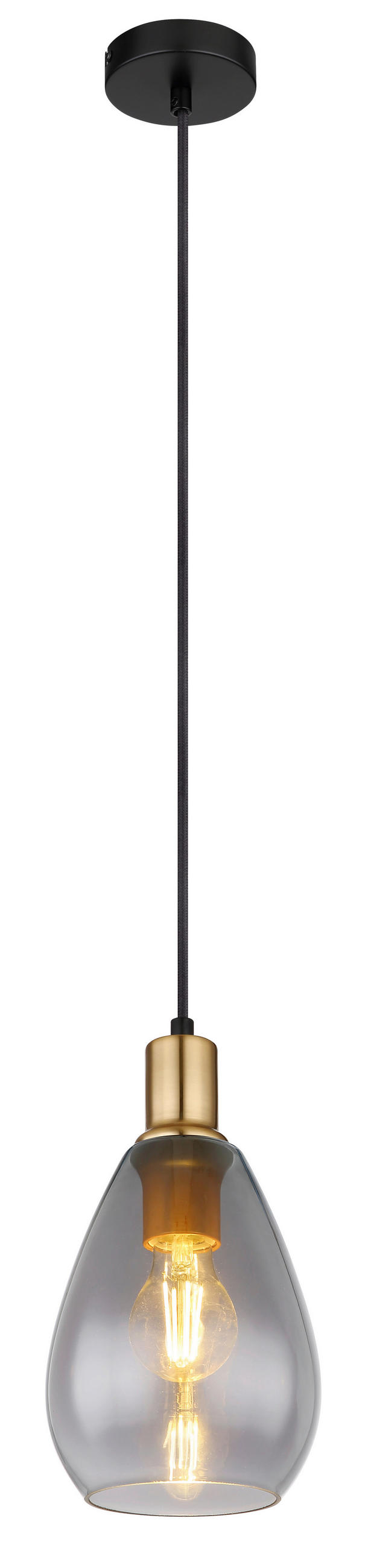 Globo Hängeleuchte Fanni Grau, Schwarz, Messing 15x120x15 cm