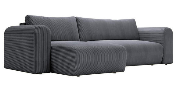 ECKSOFA in Cord Graphitfarben  - Schwarz/Graphitfarben, MODERN, Kunststoff/Textil (150/245cm) - Carryhome