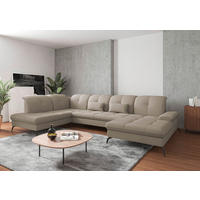 WOHNLANDSCHAFT in Flachgewebe Taupe  - Taupe/Schwarz, Konventionell, Textil/Metall (231/357/185cm) - Sit & More