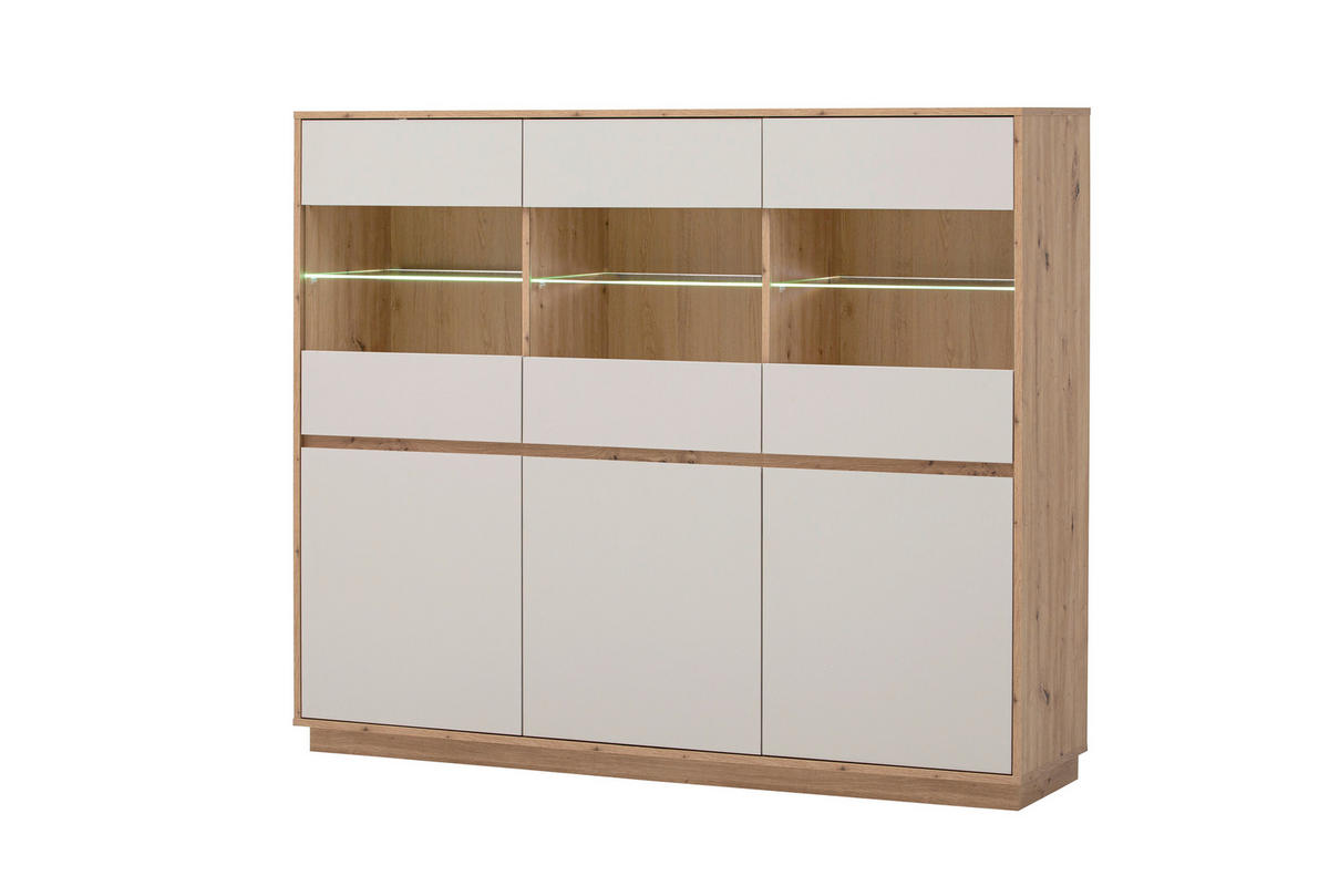 HIGHBOARD , 164/138/40 cm,  - Kaschmir/Eiche Artisan, Design, Glas/Holzwerkstoff (164/138/40cm) - MID.YOU
