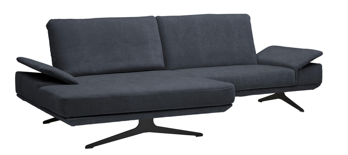 ECKSOFA in Flachgewebe Dunkelgrau  - Dunkelgrau/Schwarz, Design, Textil/Metall (155/284cm) - Koinor
