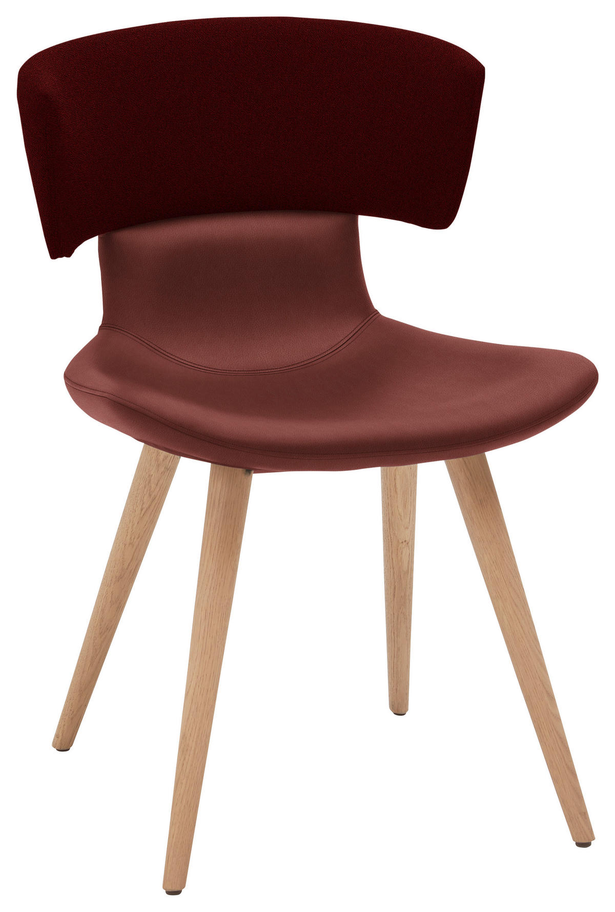 STUHL in Holz, Textil, Leder Rot, Eichefarben  - Eichefarben/Rot, Natur, Leder/Holz (54/82,5/58cm) - Voglauer