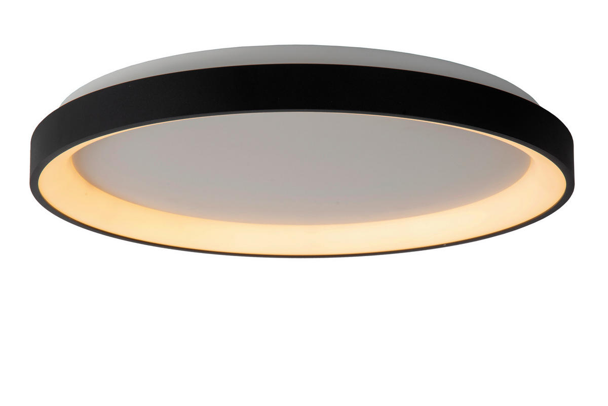 LED-DECKENLEUCHTE Vidal 48/48/6 cm   - Schwarz, Design, Kunststoff (48/48/6cm) - Lucide