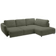 ECKSOFA  in Chenille Olivgrün  307/224 cm  - Schwarz/Olivgrün, KONVENTIONELL, Kunststoff/Textil (307/224cm) - Hom`in