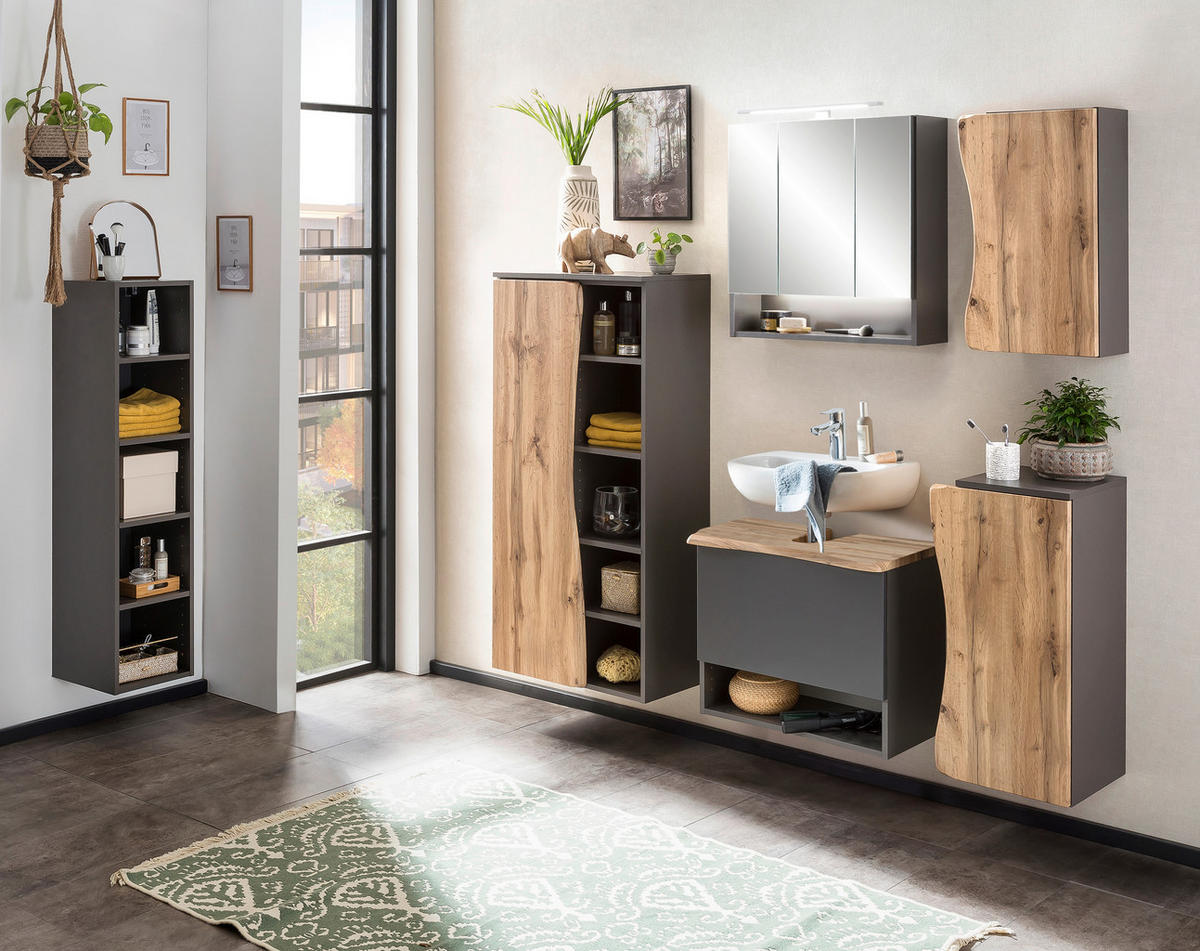 WASCHTISCHUNTERSCHRANK 61/55/40 cm  - Silberfarben/Eiche Wotan, Natur, Holzwerkstoff/Kunststoff (61/55/40cm) - Xora