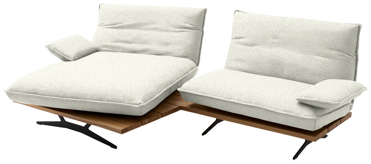 ECKSOFA Chenille, Flachgewebe Creme, Wildeiche  - Wildeiche/Creme, Design, Holz/Textil (161/284cm) - Koinor