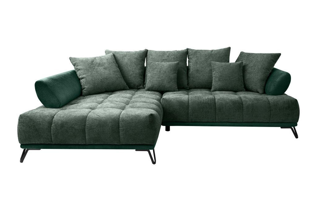 HÖRNSOFFA i chenille mörkgrön  - svart/mörkgrön, Modern, metall/textil (184/262cm) - MID.YOU