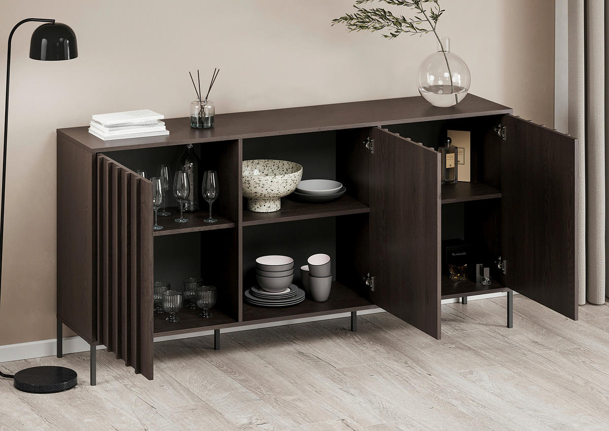 SIDEBOARD 180/88,2/40 cm  - Wengefarben/Schwarz, Design, Holz/Metall (180/88,2/40cm) - MID.YOU