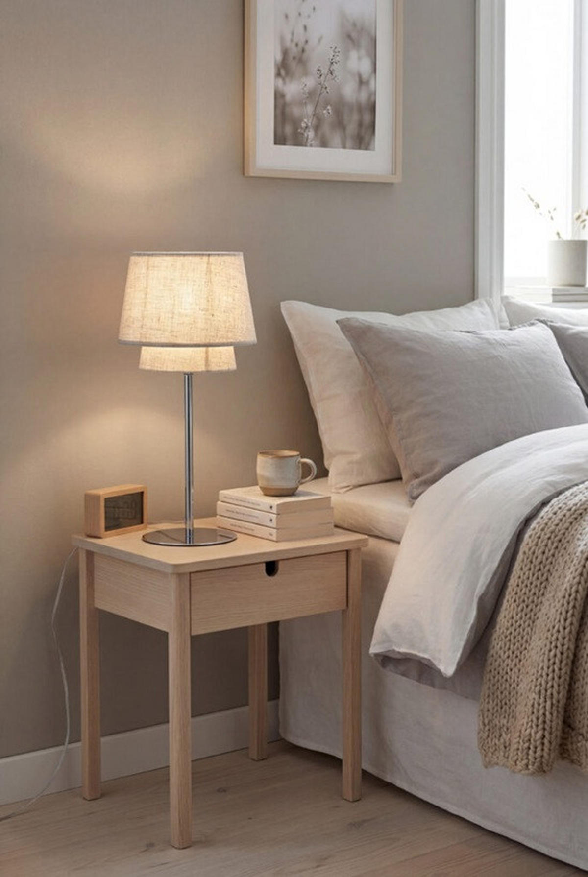 BORDSLAMPA 21,5/47,5 cm   - beige/kromfärg, Klassisk, metall/textil (21,5/47,5cm) - Best Price