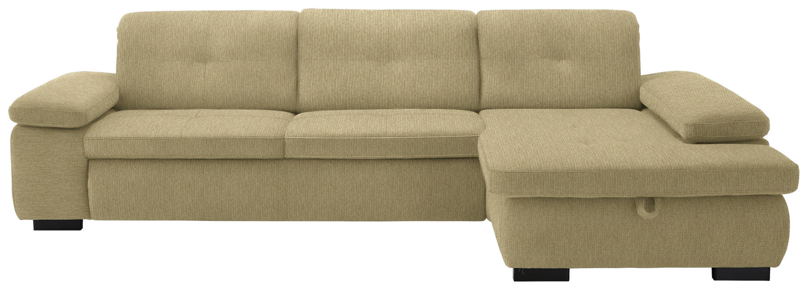 ECKSOFA in Flachgewebe Honig  - Schwarz/Honig, Design, Textil/Metall (297/174cm) - Beldomo Style