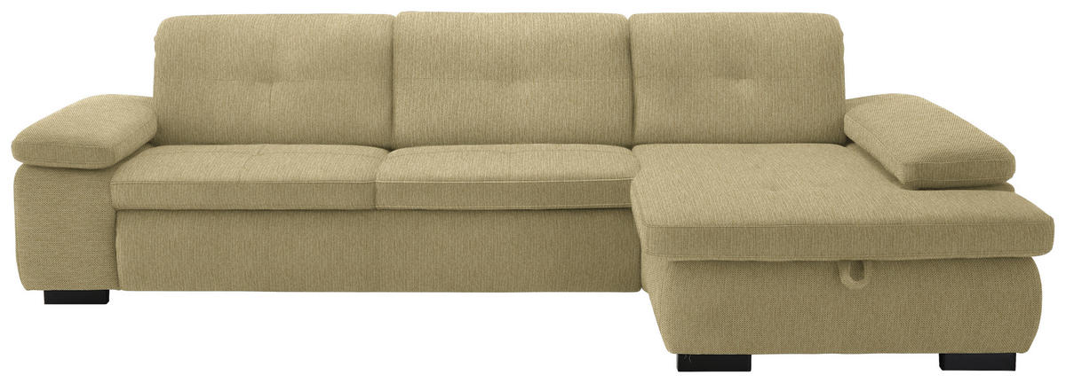 ECKSOFA in Flachgewebe Honig  - Schwarz/Honig, Design, Textil/Metall (297/174cm) - Beldomo Style