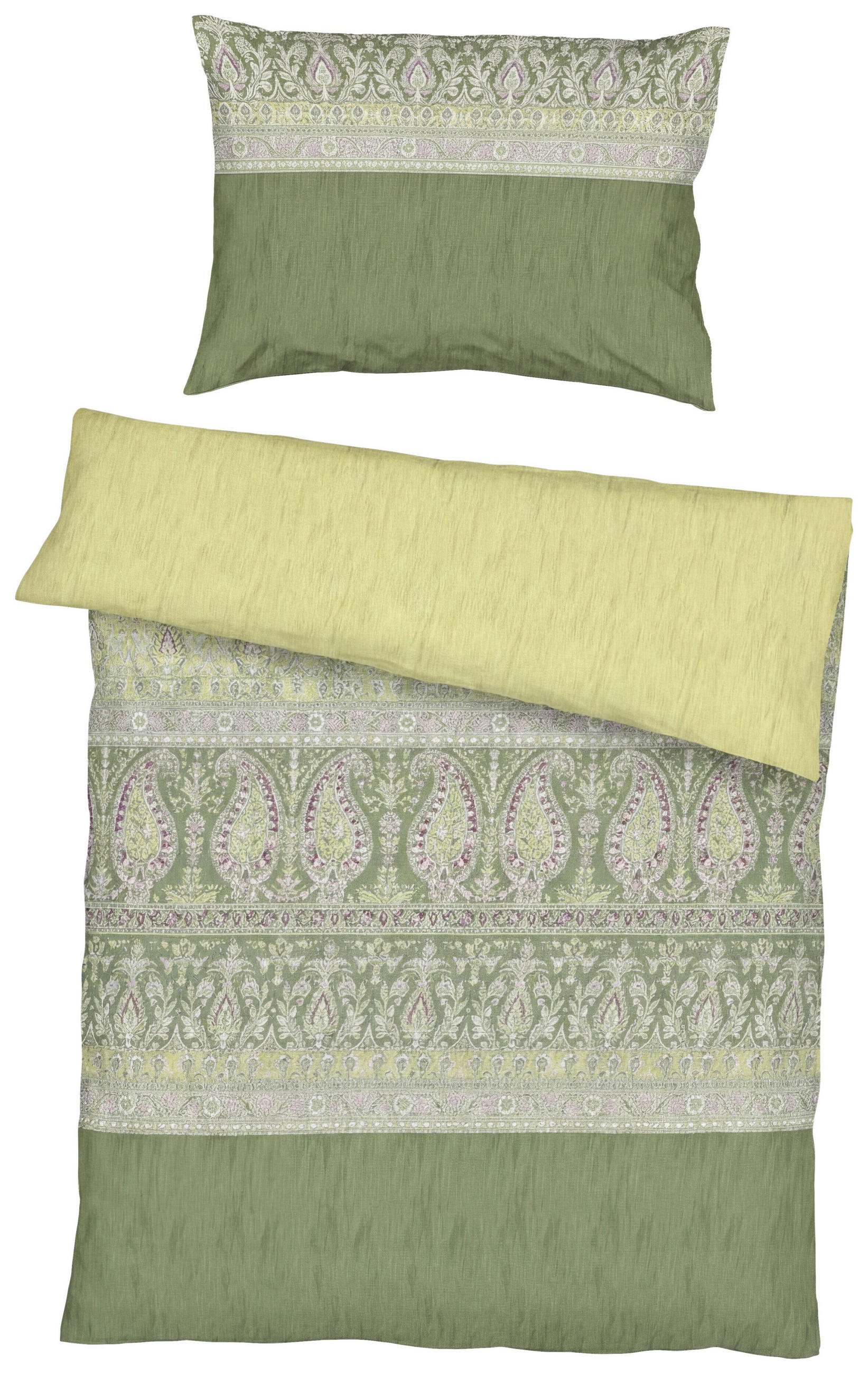 BETTWÄSCHE Primavera Makosatin 140/200 cm  - Olivgrün, Design, Textil (140/200cm) - Kaeppel