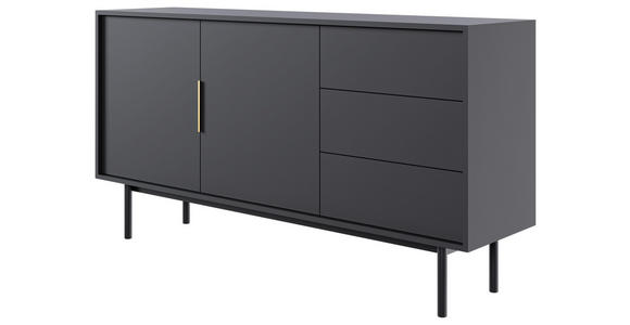 SIDEBOARD Viva in 154/82/39 cm - Goldfarben/Schwarz, Design, Holzwerkstoff/Metall (154/82/39cm) - Xora
