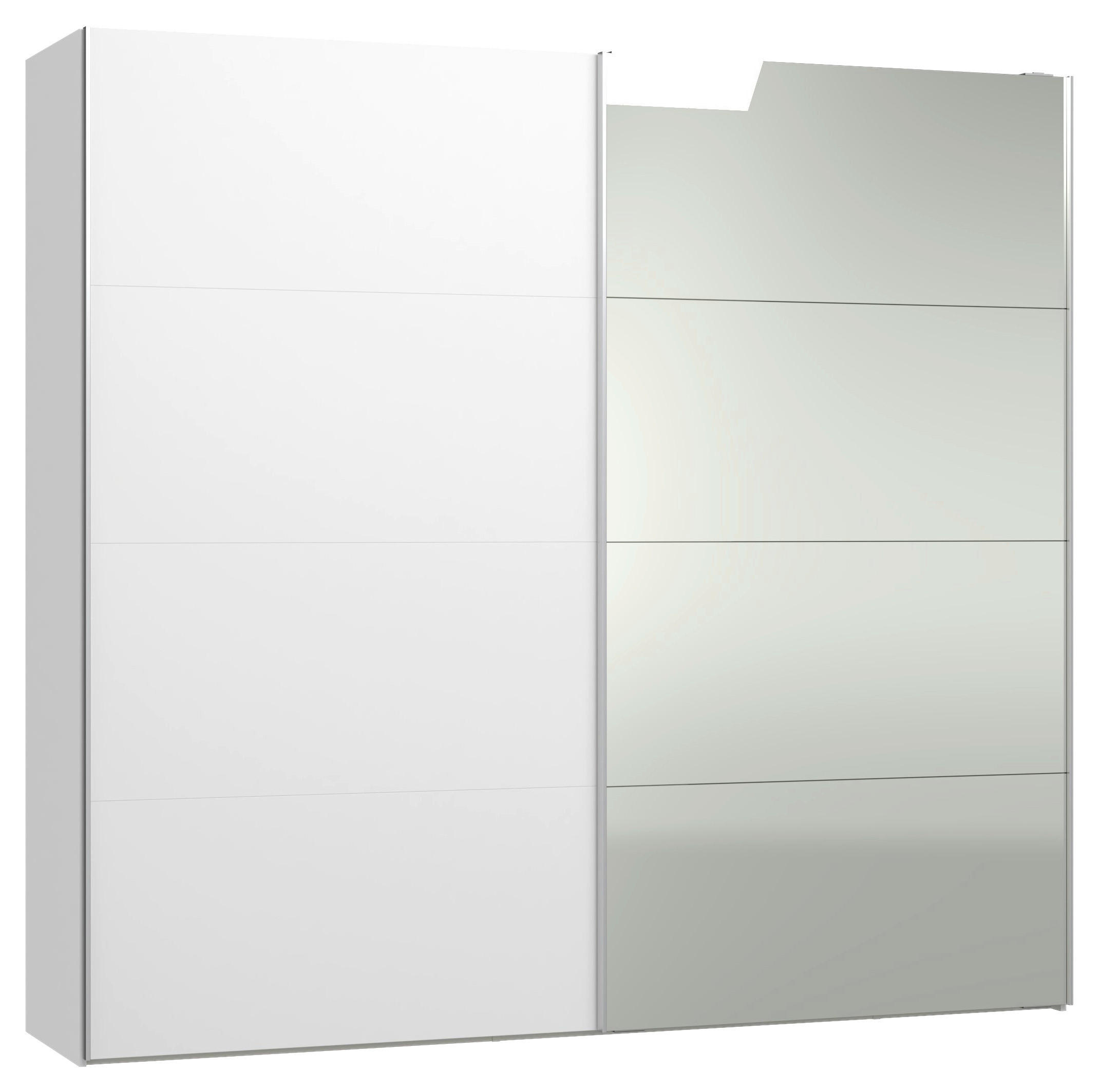 SCHWEBETÜRENSCHRANK 253/236/65 cm 2-türig Weiß  - Silberfarben/Weiß, Design, Glas/Holzwerkstoff (253/236/65cm) - Jutzler
