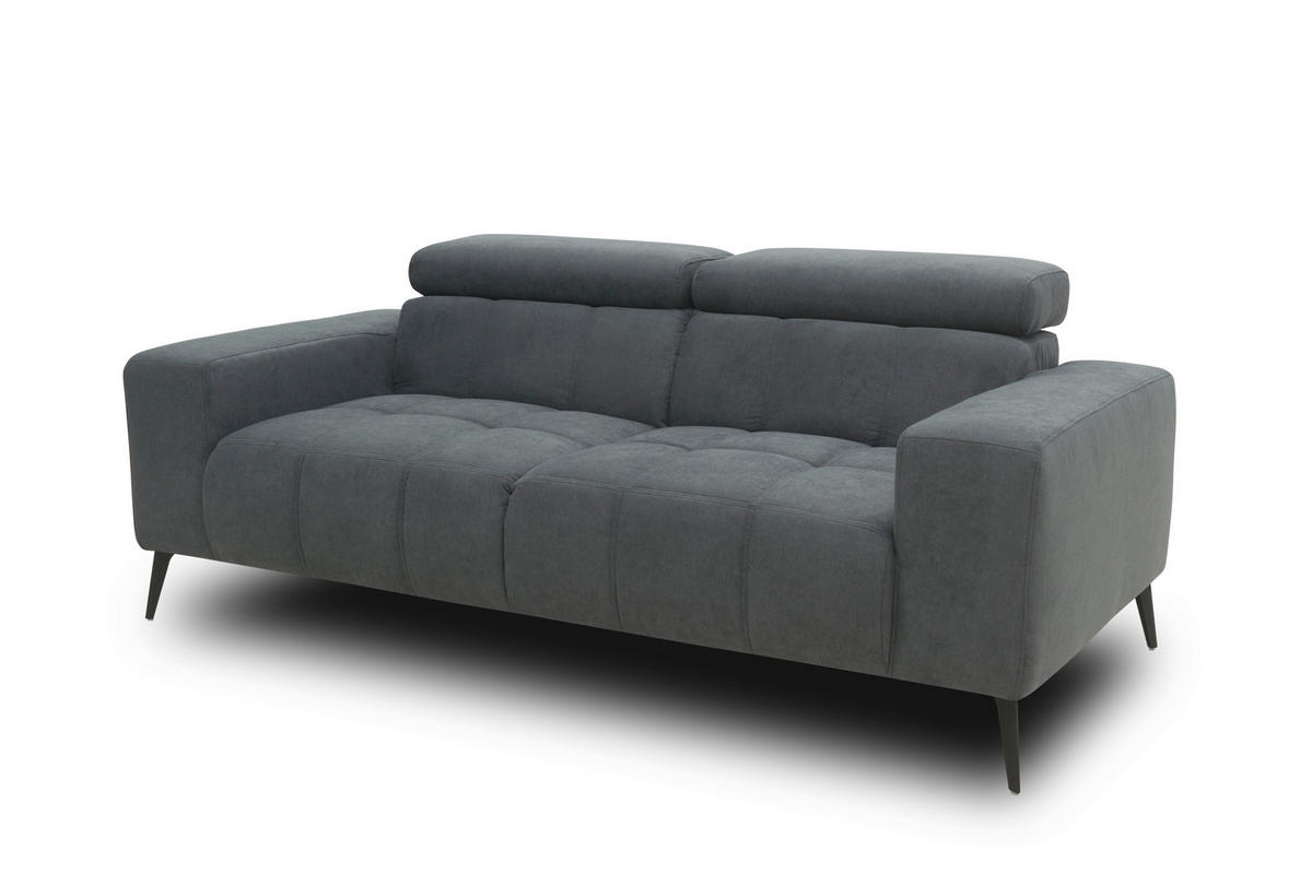 2-SITZER-SOFA TRENTO Mikrofaser Dunkelgrau  - Dunkelgrau/Schwarz, MODERN, Textil/Metall (208/79/104cm) - MID.YOU