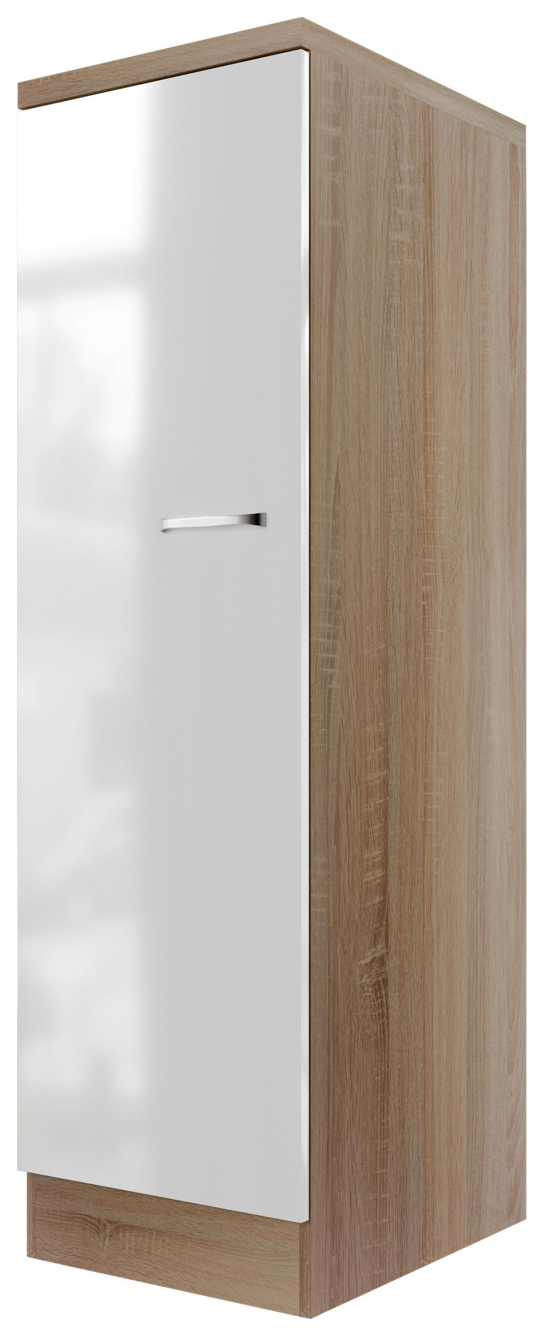 GESCHIRRSCHRANK 50/169,5/60 cm  in Sonoma Eiche, Weiß Hochglanz  - Edelstahlfarben/Weiß Hochglanz, KONVENTIONELL, Holzwerkstoff/Metall (50/169,5/60cm) - FlexWell