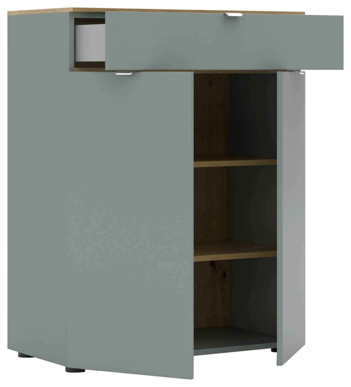 KOMMODE  in 78/101/41 cm  - Schilfgrün/Silberfarben, Design, Holzwerkstoff/Metall (78/101/41cm)