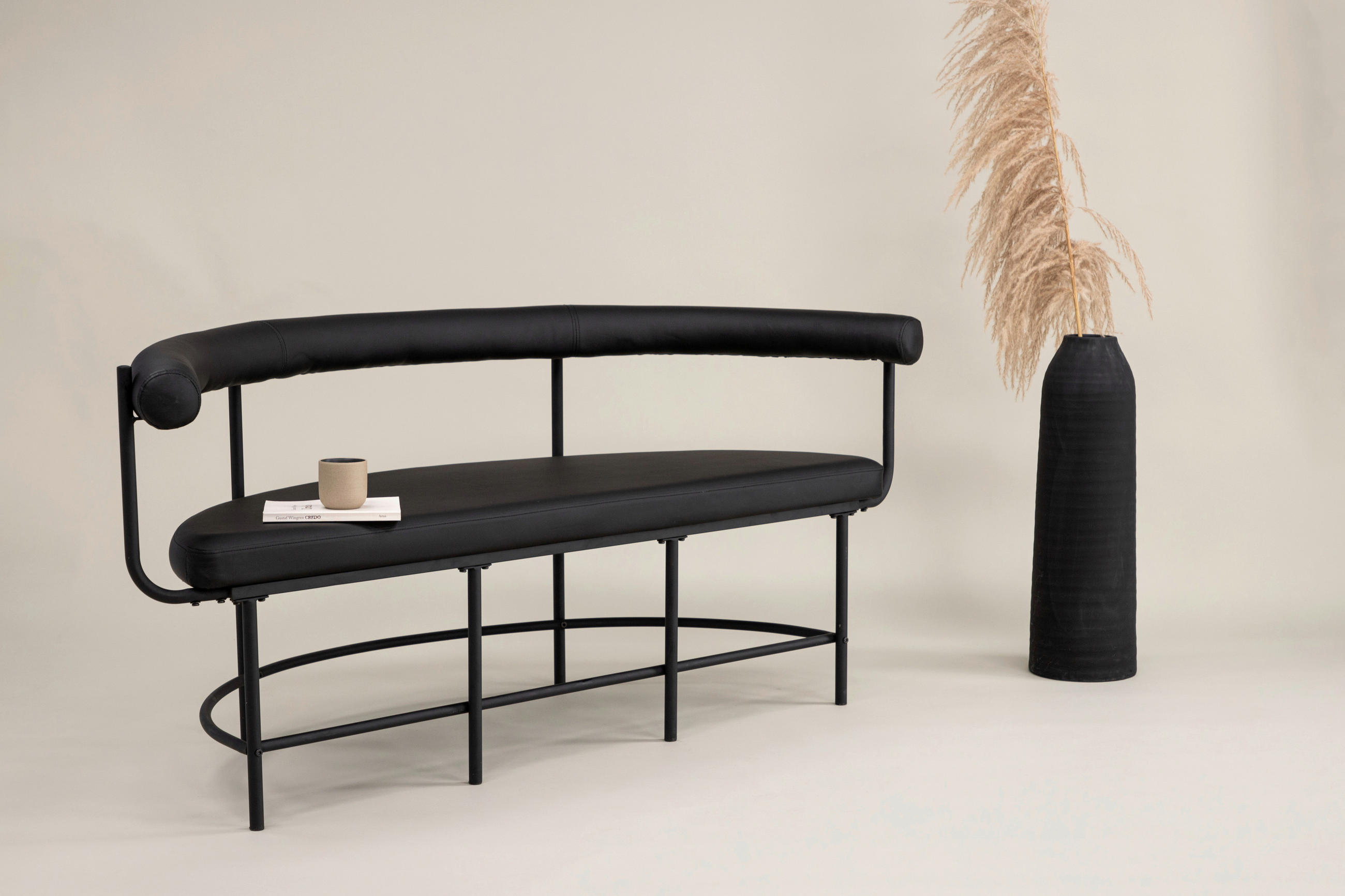 SITTBÄNK i metall, textil svart  - svart, Design, metall/textil (165/75/51cm) - Livetastic