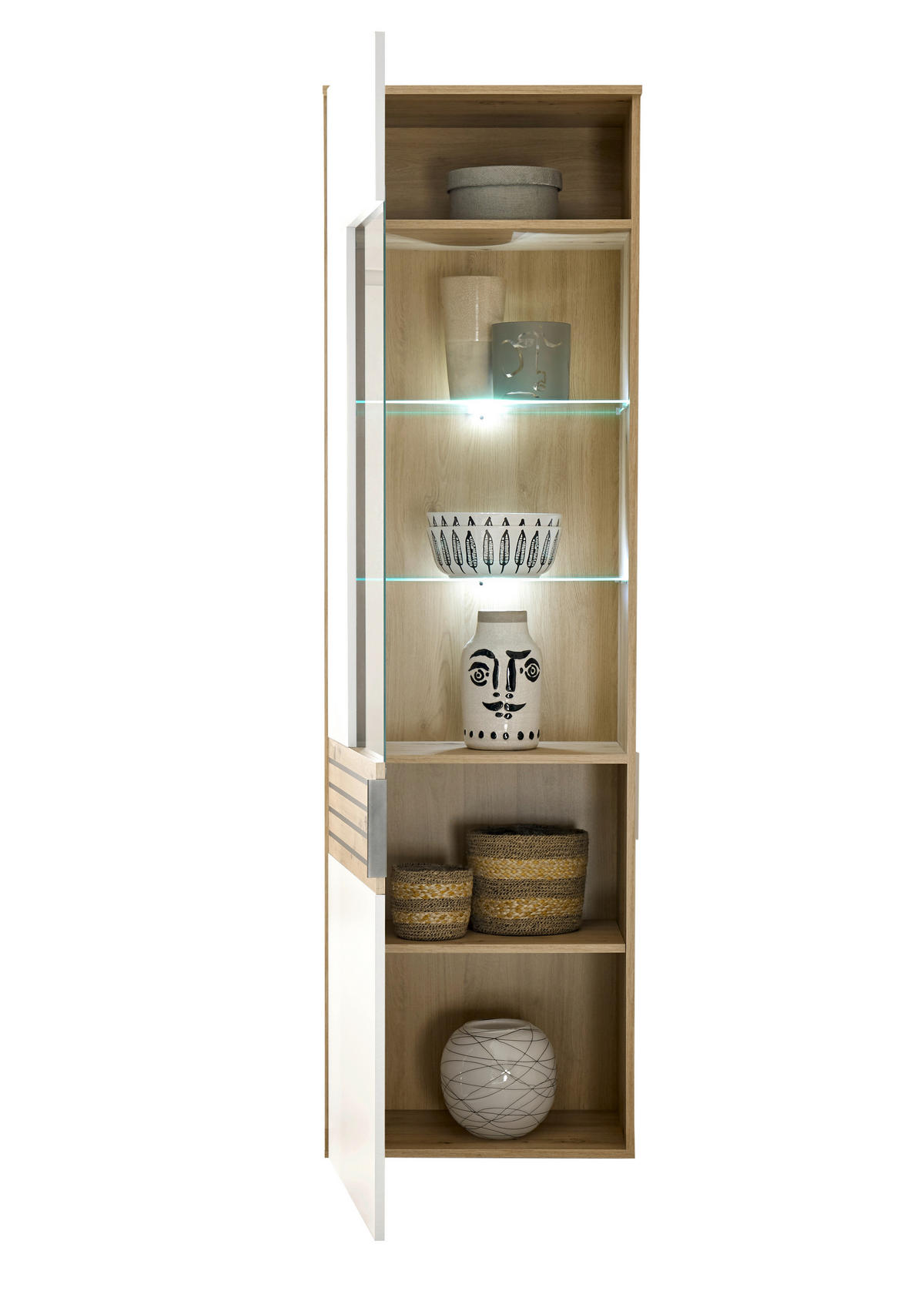 REGAL bijela, hrast Artisan   - bijela/siva, Moderno, staklo/drvni materijal (265/199/37cm)