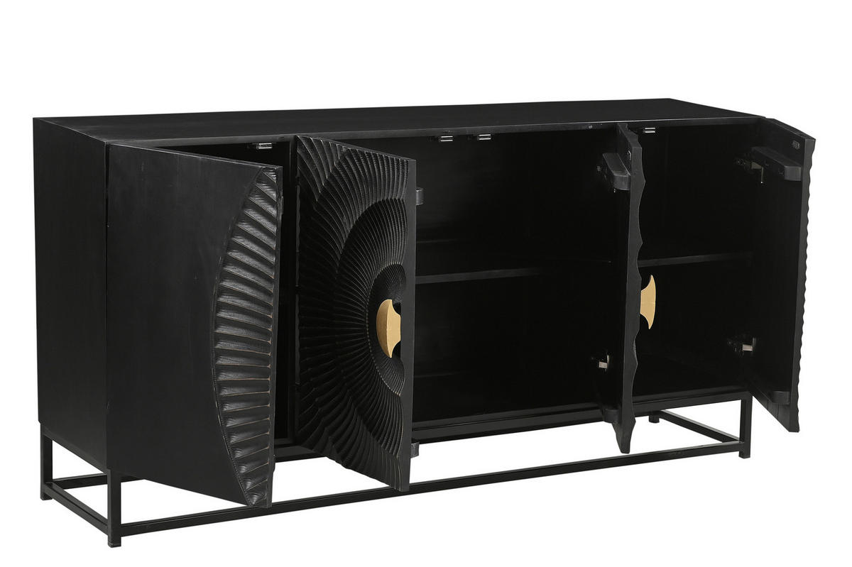 SIDEBOARD 150/75/38 cm  - Goldfarben/Schwarz, Design, Holz/Metall (150/75/38cm) - MID.YOU