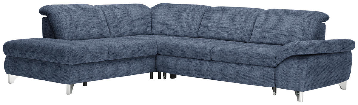 ECKSOFA Blau Webstoff  - Blau/Alufarben, Design, Textil/Metall (260/319cm) - Beldomo Style