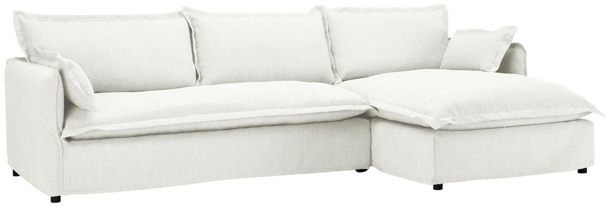 ECKSOFA in Flachgewebe, Bouclé Weiss  - Weiss/Schwarz, Trend, Textil/Metall (295/165cm) - Livetastic