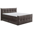BOXSPRINGBETT 180/200 cm,  in Braun, Grau, Matratze, Bettkasten, Topper, H3 = fest, H4 = sehr fest, Wendematratze mit unterschiedlichen Härtegraden  - Schwarz/Braun, KONVENTIONELL, Kunststoff/Textil (180/200cm) - Esposa