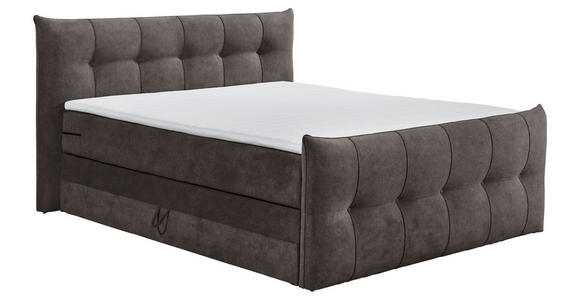 BOXSPRINGBETT 180/200 cm,  in Braun, Grau, Matratze, Bettkasten, Topper, H3 = fest, H4 = sehr fest, Wendematratze mit unterschiedlichen Härtegraden  - Schwarz/Braun, KONVENTIONELL, Kunststoff/Textil (180/200cm) - Esposa