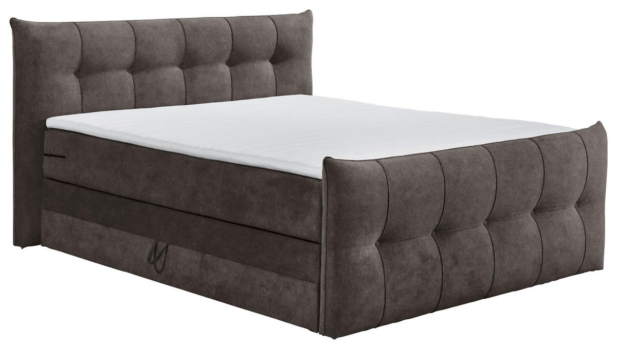 BOXSPRINGBETT 180/200 cm  Braun, Grau  - Schwarz/Braun, Konventionell, Kunststoff/Textil (180/200cm) - Esposa