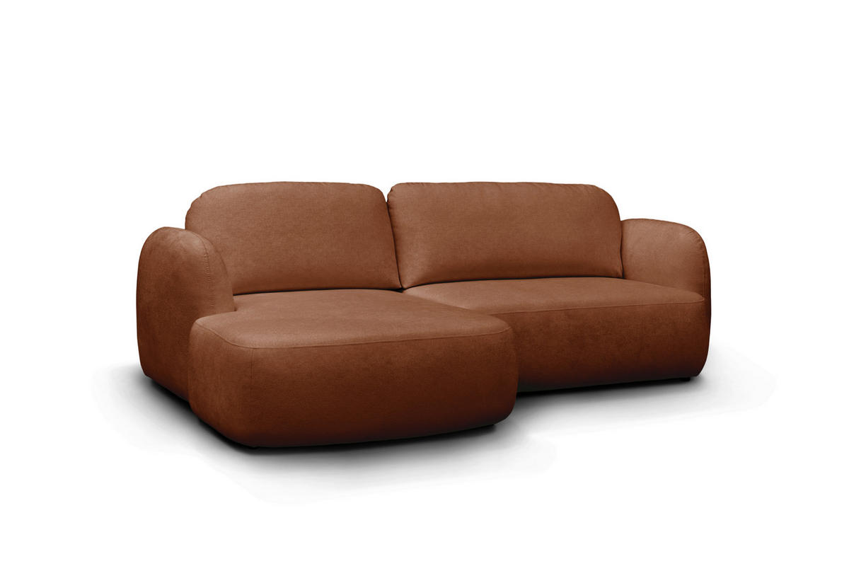 ECKSOFA VELU Terracotta Chenille  - Terracotta/Schwarz, Design, Textil (175cm) - MID.YOU