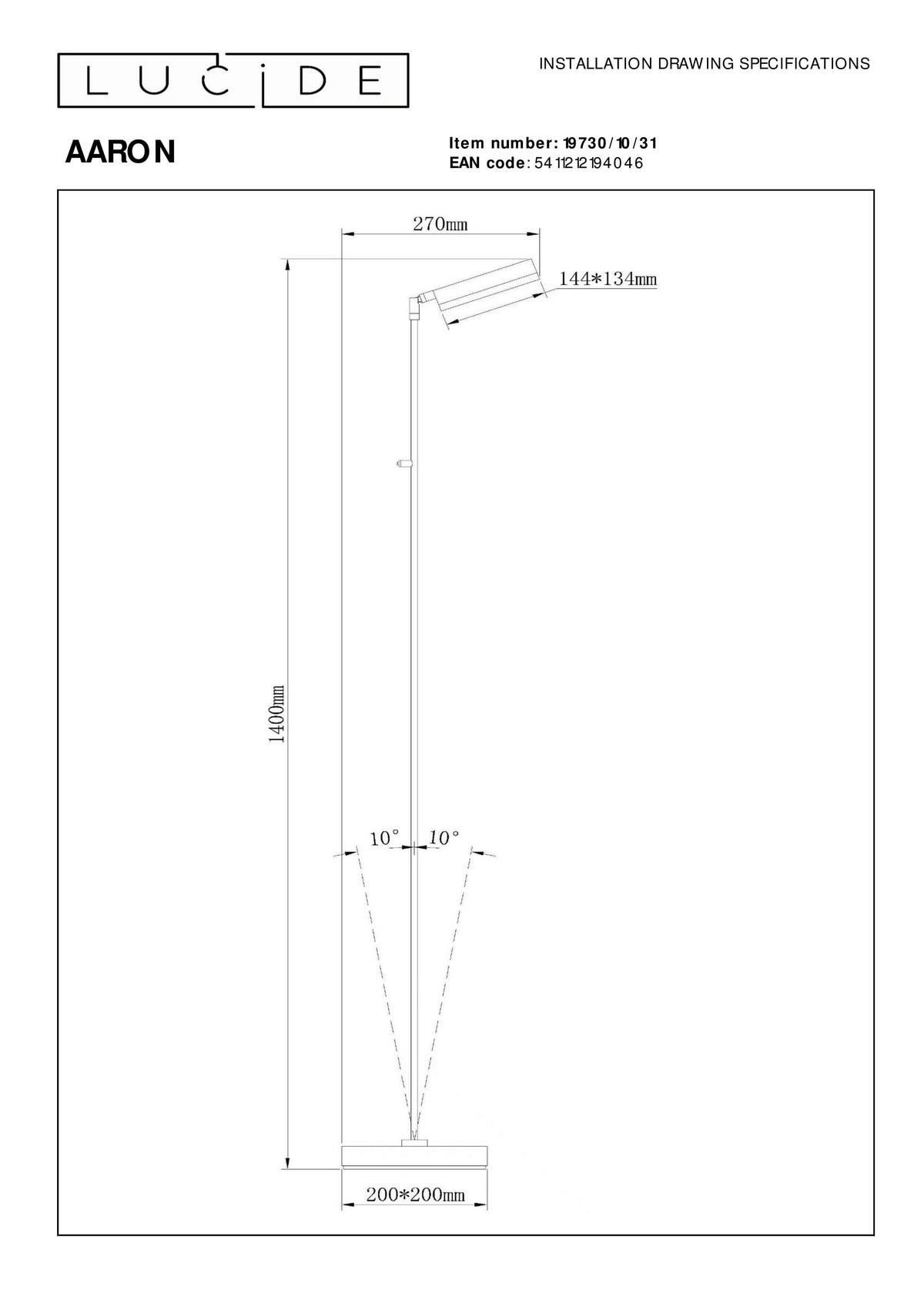 STEHLEUCHTE 20/20/134 cm    - Design (20/20/134cm)