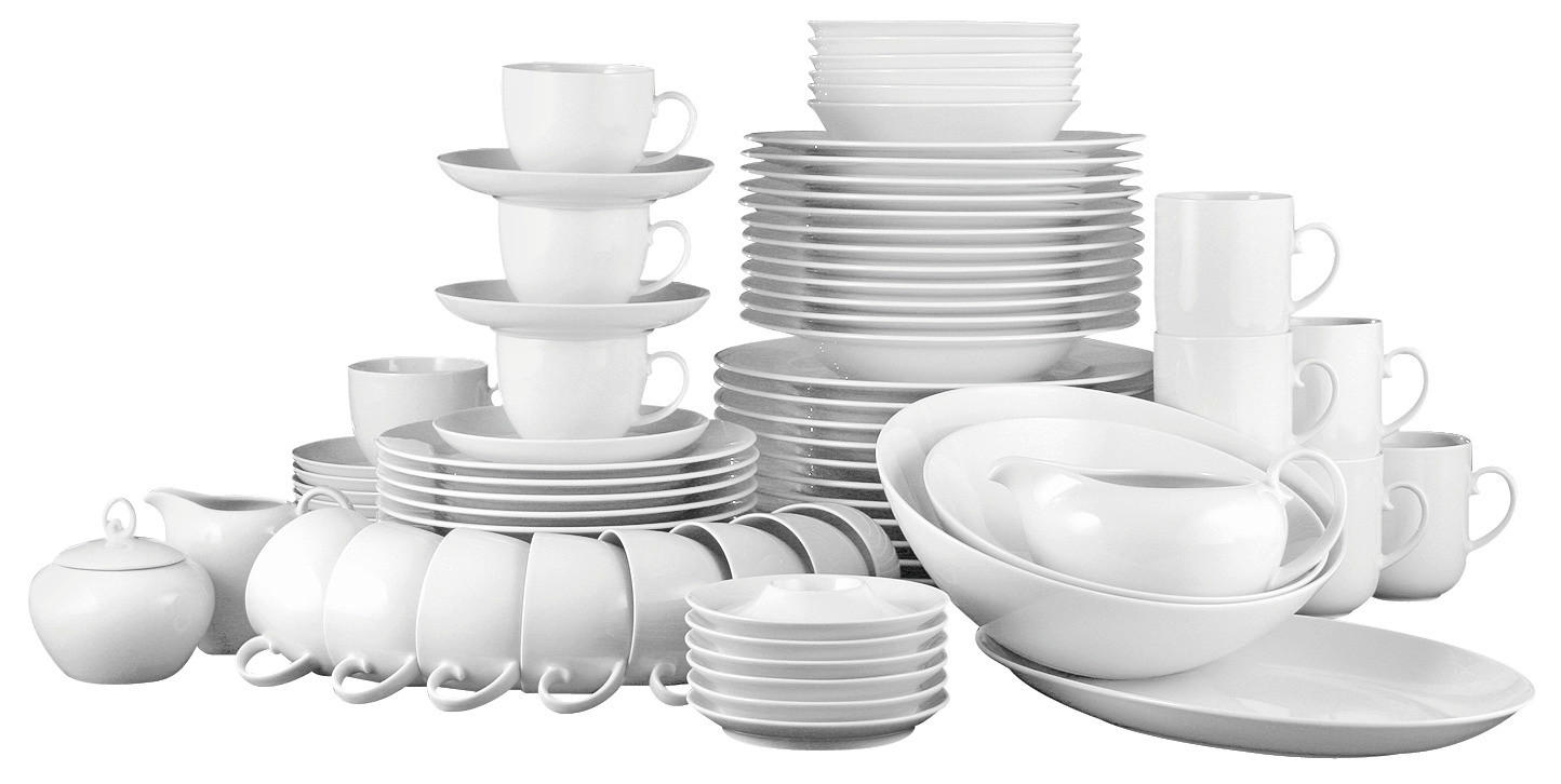 KOMBINOVANÝ SERVIS, 84-dielne, porcelán - biela, Basics, keramika - Seltmann Weiden