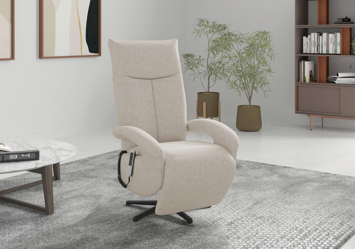 RELAXSESSEL Textil Creme  - Creme/Schwarz, Konventionell, Textil/Metall (74/112/82cm) - Sit & More