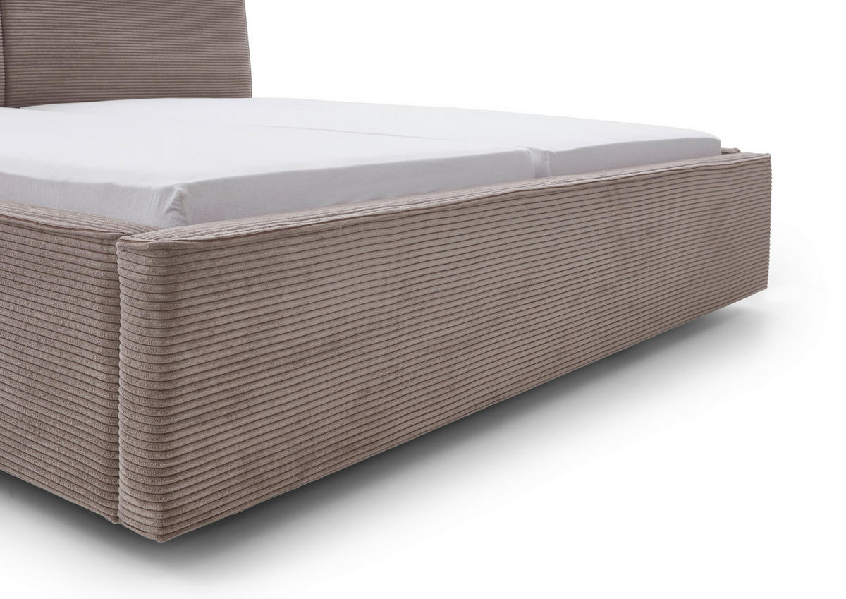 POLSTERBETT 180/200 cm  in Taupe  - Taupe/Birkefarben, Design, Holz/Textil (180/200cm) - Boxxx