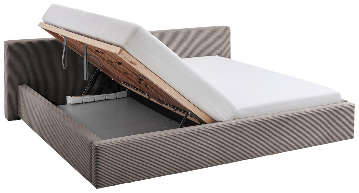 POLSTERBETT 240/200 cm,  in Taupe, Lattenrost, Bettkasten,  - Taupe, Basics, Holz/Textil (240/200cm) - Boxxx