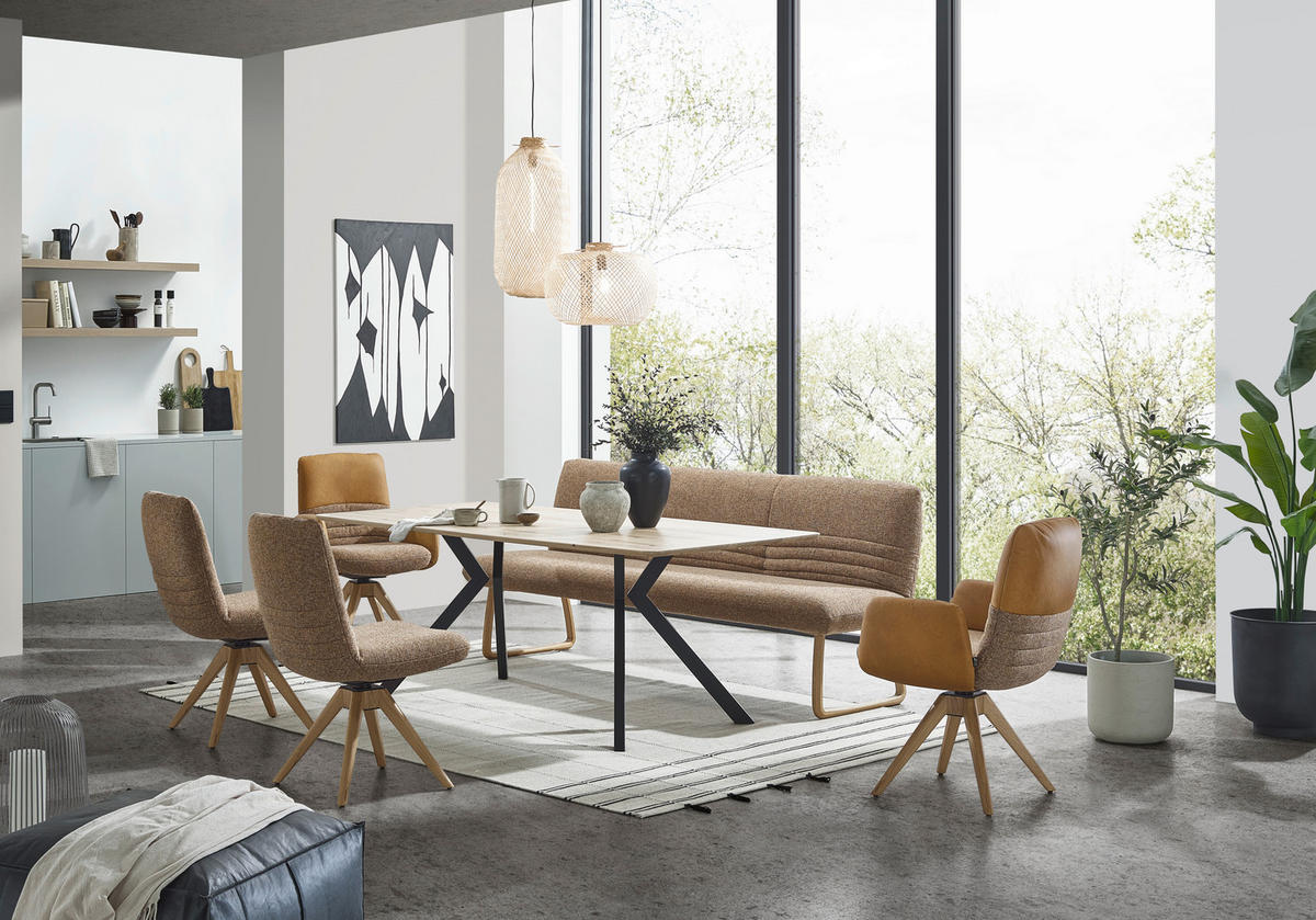 ESSTISCH 200/100/76 cm Echtholz  Holz, Metall in verschiedenen Größen erhältlich, in verschiedenen Holzarten erhältlich, Variantenauswahl Schwarz, Eichefarben  - Eichefarben/Schwarz, MODERN, Holz/Metall (200/100/76cm) - Dieter Knoll