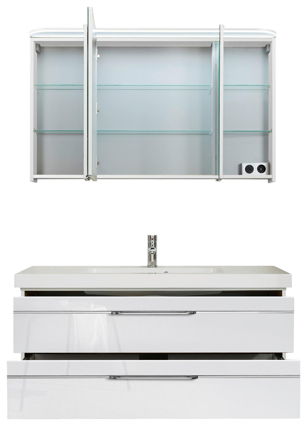 BADEZIMMER  in 123 cm  - Chromfarben/Weiß Hochglanz, KONVENTIONELL, Glas/Holzwerkstoff (123cm) - Pelipal