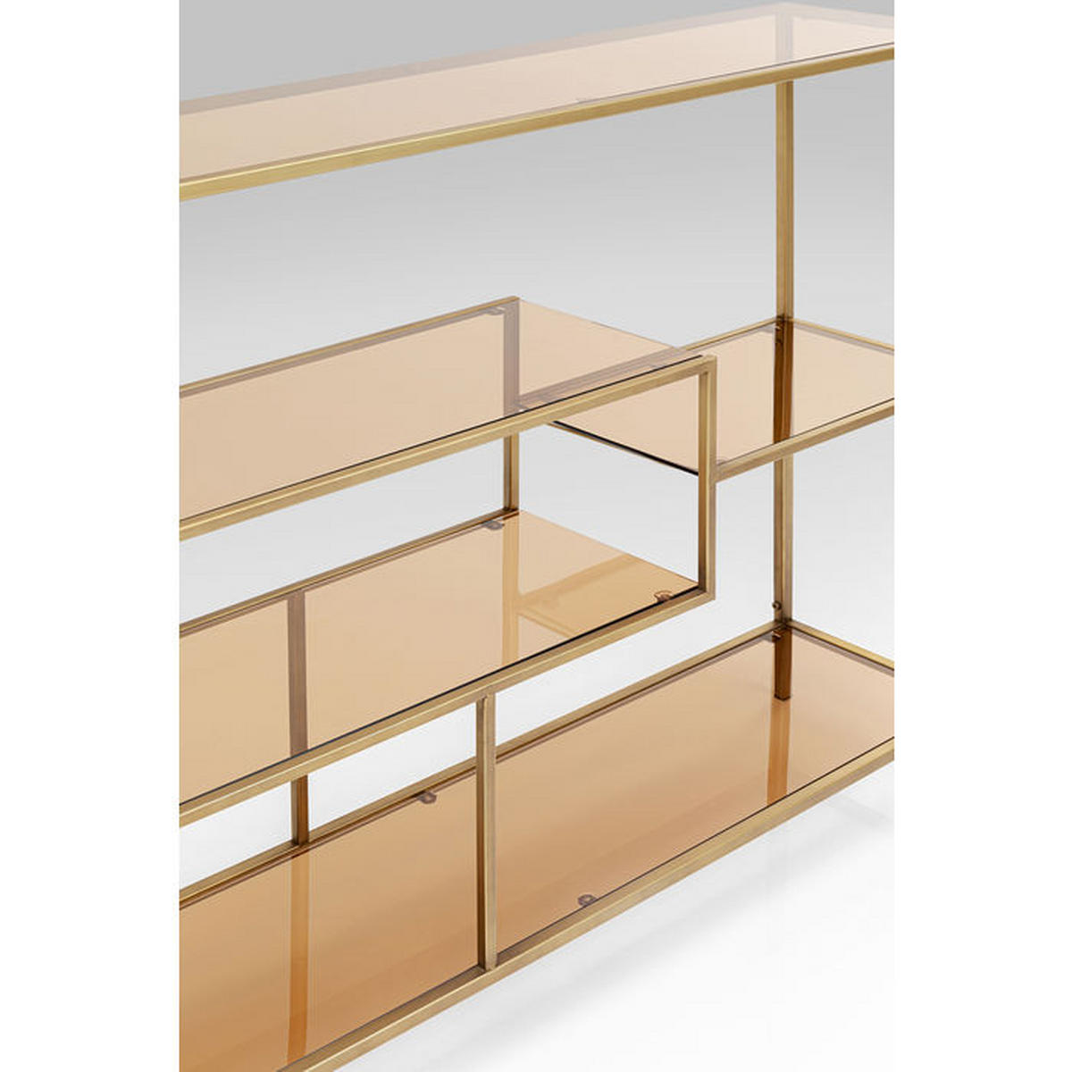 REGAL Goldfarben, Hellbraun  - Hellbraun/Goldfarben, Design, Glas/Metall (115/100/30cm) - Kare-Design