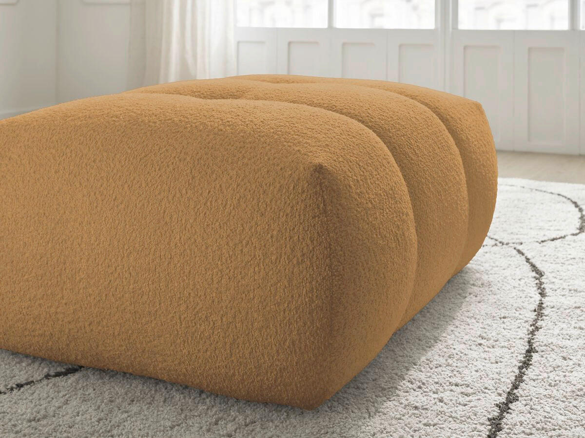 HOCKER FUJI  Bouclé Gelb  - Gelb/Schwarz, MODERN, Kunststoff/Textil (112/44/80cm)