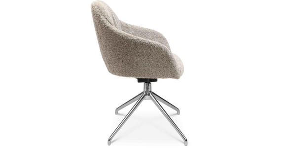 ARMLEHNSTUHL in Aluminium Bouclé - Greige/Alufarben, Design, Textil/Metall (58/81,5-84,5/60cm) - Johann Jakob